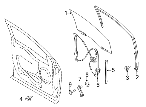 2017 Ford F-250 Super Duty Front Door - Glass & Hardware Diagram