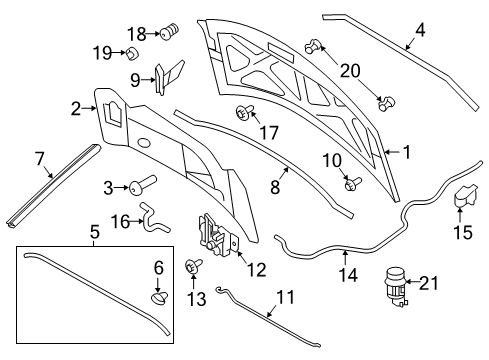 2012 Ford Edge Hood & Components Diagram