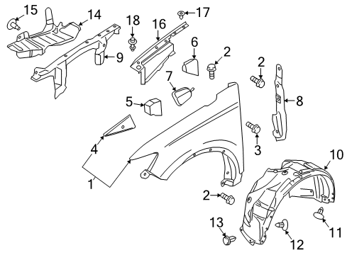 2017 Lincoln MKX Filler - Front Fender Diagram for FA1Z-5802038-A