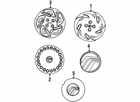 1997 Mercury Tracer Wheel Cover Diagram for F7CZ1130BB