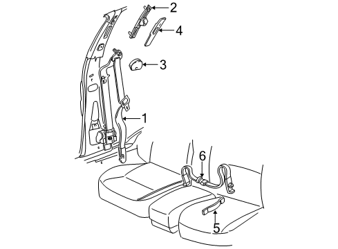 2002 Ford Taurus Belt And Buckle Assembly Diagram for 2F1Z-54611B60-AAC