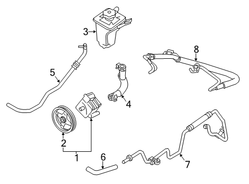 2004 Lincoln LS P/S Pump & Hoses, Steering Gear & Linkage Diagram