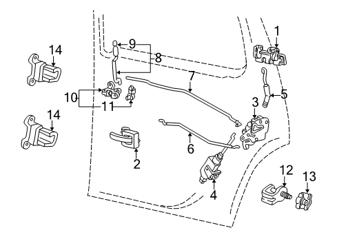 2004 Ford Explorer Sport Trac Rear Door - Lock & Hardware Diagram