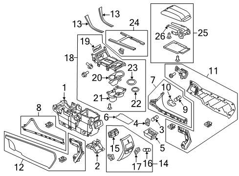 2014 Lincoln MKX Panel Assembly - Console Diagram for EA1Z-78045A36-AA