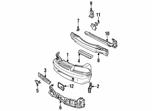 1993 Ford Mustang Bracket - License Plate Diagram for E5ZZ-17A385-A