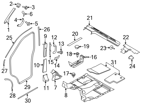 2019 Ford Transit-250 Interior Trim - Pillars, Rocker & Floor Diagram