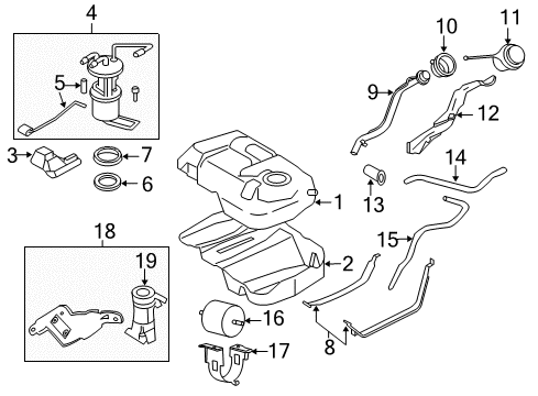 2008 Ford Escape Fuel Tank Assembly Diagram for 8M6Z-9002-B