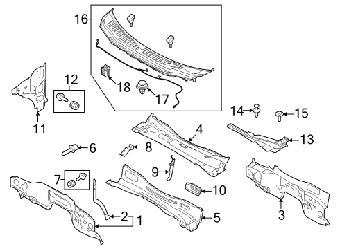 2024 Ford F-250 Super Duty Cab Cowl Diagram 1 - Thumbnail