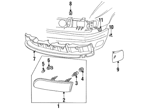 1992 Ford Taurus Headlamp Assembly Diagram for F2DZ-13008-B