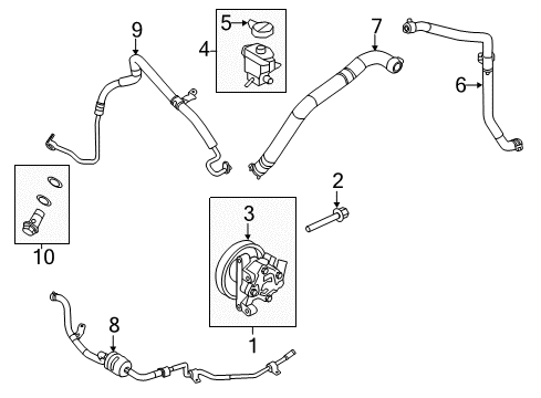 2014 Lincoln MKX P/S Pump & Hoses, Steering Gear & Linkage Diagram