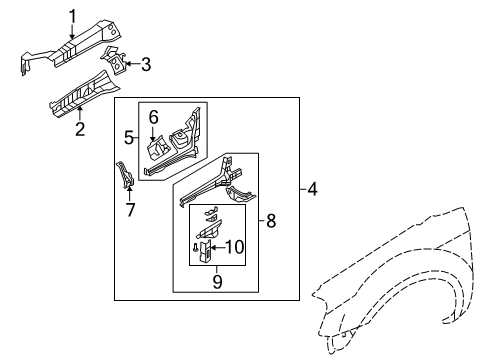 2007 Mercury Montego Reinforcement - Member Diagram for 5G1Z-54108A27-AA