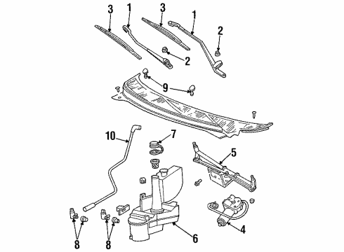 1997 Ford Windstar Windshield - Wiper & Washer Components Diagram