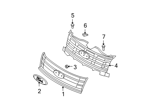 2007 Ford Edge Grille & Components Diagram