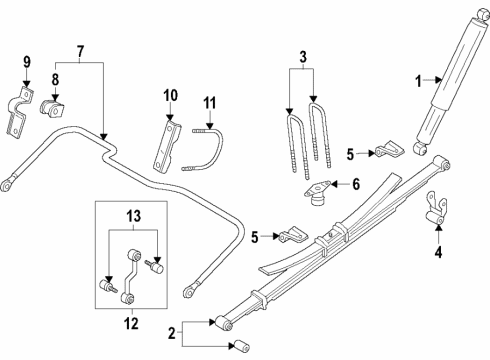 2022 Ford F-350 Super Duty Bracket - Stabilizer Bar Diagram for 7C3Z-5B498-A