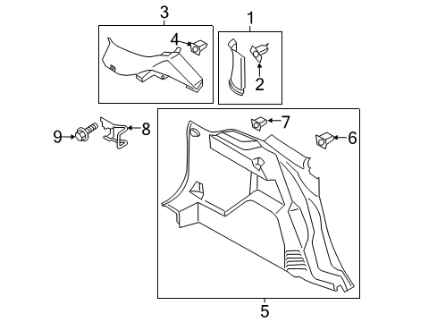 2018 Ford Escape Interior Trim - Quarter Panels Diagram 1 - Thumbnail