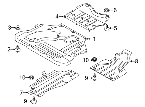 2015 Lincoln MKC Pillars, Rocker & Floor - Splash Shields Diagram