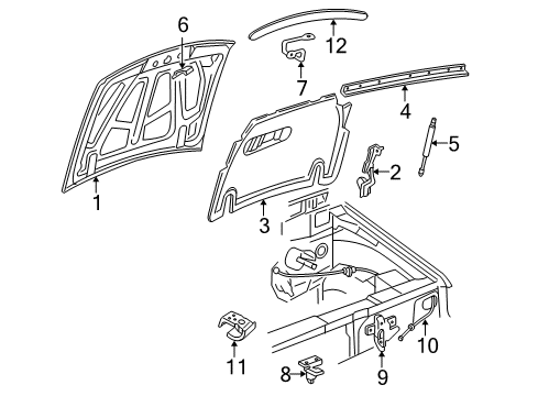 2004 Ford Explorer Sport Trac Hood & Components, Body Diagram