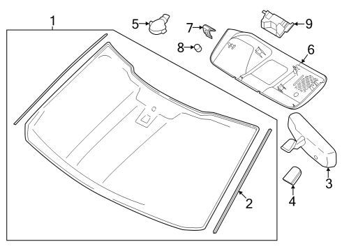 2023 Ford F-350 Super Duty Glass - Windshield Diagram