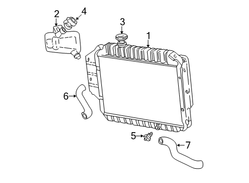 1993 Ford E-150 Econoline Club Wagon Radiator & Components Diagram 2 - Thumbnail