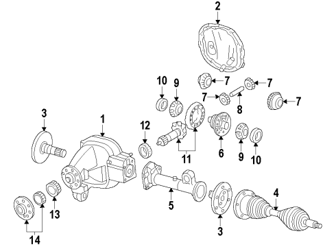 2012 Ford F-150 Front Axle, Axle Shafts & Joints, Differential, Drive Axles, Locking Hub, Propeller Shaft Diagram