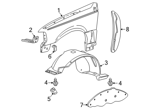 2000 Ford Ranger Fender & Components Diagram