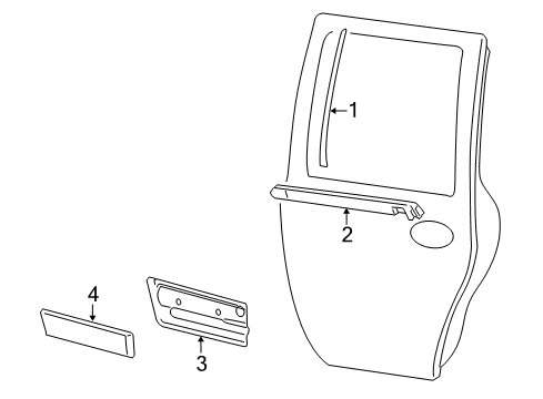 2007 Lincoln Navigator Exterior Trim - Rear Door Diagram