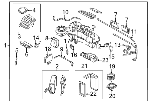 2003 Ford Expedition A/C Evaporator & Heater Components Diagram