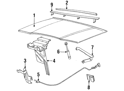 1991 Lincoln Town Car Latch Assembly - Hood Diagram for F1VY-16700-A