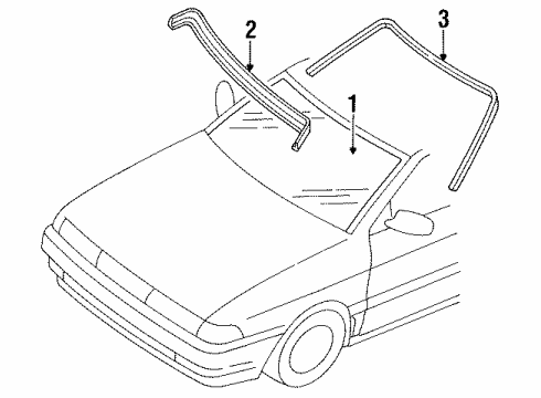 1994 Mercury Tracer Windshield Glass Diagram for F4CZ-5803100-A