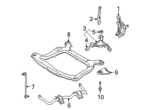 2005 Ford Freestyle Front Suspension Components, Lower Control Arm, Stabilizer Bar Diagram