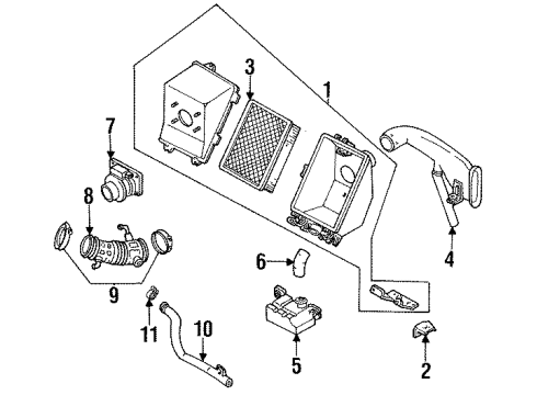 1996 Mercury Villager Tube Air Cleaner Intake Diagram for F6XZ9A624BB