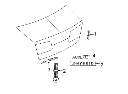 2011 Lincoln MKZ Exterior Trim - Trunk Lid Diagram