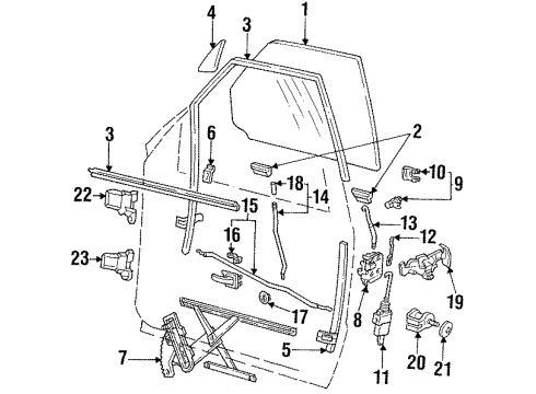 1992 Ford Explorer Door Glass & Hardware, Lock & Hardware Diagram