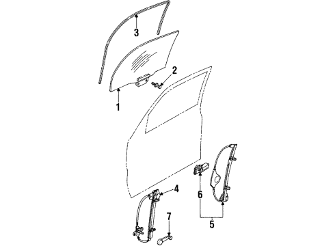 1995 Ford Contour Regulator - Window - Less Motor Diagram for F5RZ-5423209-A