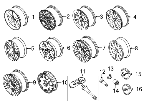 2014 Ford Mustang Wheels, Covers & Trim Diagram 2 - Thumbnail