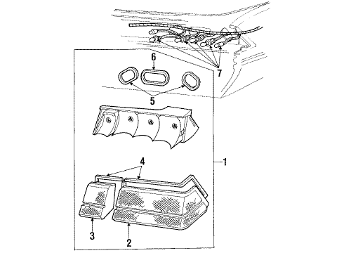 1988 Ford EXP Combination Lamps Diagram