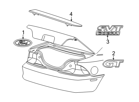 2003 Ford Mustang Nameplate Diagram for XR3Z-6342528-CA