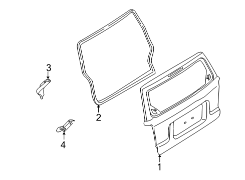 2002 Ford Escape Weatherstrip - Door Opening Diagram for YL8Z-7843720-AA