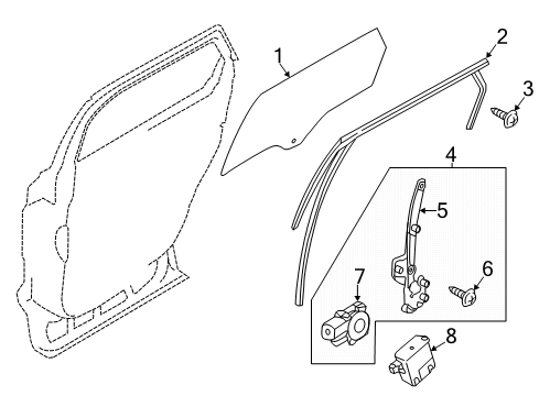 2023 Lincoln Nautilus Glass - Rear Door Diagram