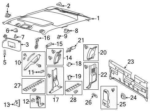 2012 Ford F-250 Super Duty Interior Trim - Cab Diagram 1 - Thumbnail