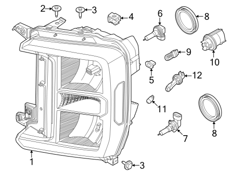 2024 Ford F-250 Super Duty Headlamp Components Diagram