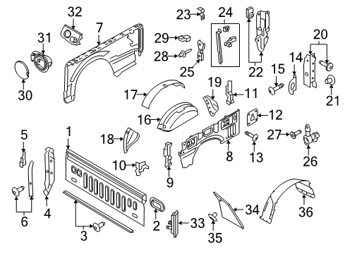 2022 Ford F-250 Super Duty Front & Side Panels Diagram