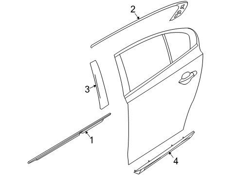 2014 Lincoln MKS Moulding - Door Window Frame Diagram for 8A5Z-54255A60-A