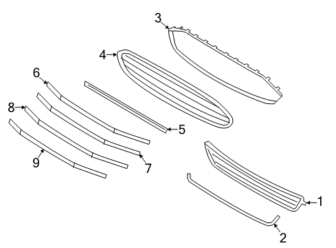 2014 Ford Fusion Grille & Components Diagram