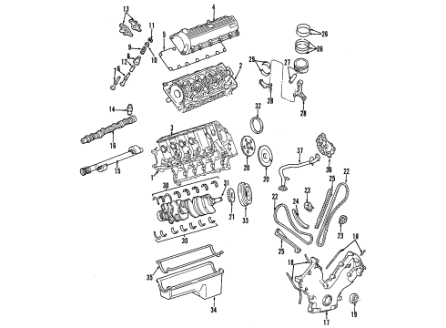 1999 Ford F-350 Super Duty Engine Parts & Mounts, Timing, Lubrication System Diagram 1 - Thumbnail