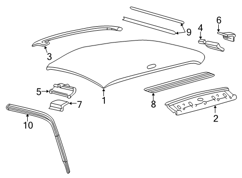 2007 Ford F-250 Super Duty Panel Assembly - Roof Diagram for 7C3Z-2550202-A