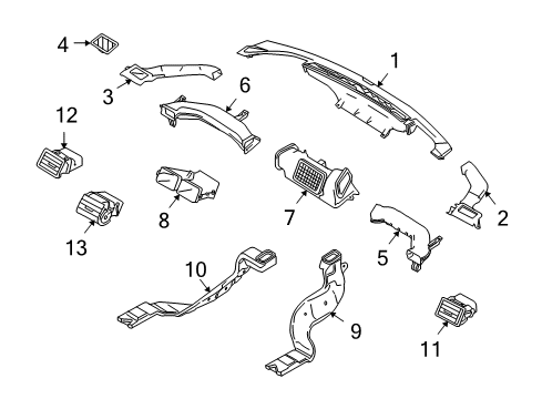 2011 Ford Fusion Louvre Assembly - Vent Air Diagram for 9E5Z-54046A76-AB