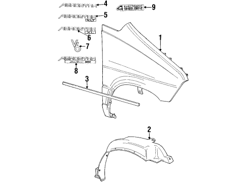 1994 Ford Aerostar Fender Assembly Front Diagram for F19Z16006A