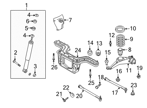 2008 Ford Escape Rear Suspension, Suspension Components Diagram 1 - Thumbnail