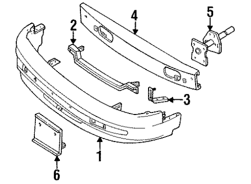 1995 Mercury Villager Bumper Assembly Front Diagram for F3XY17D957A